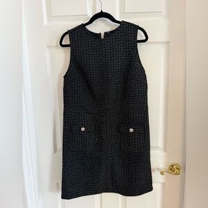 Chic Black Tweed Dress with Pockets
